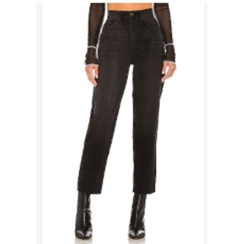 We The Free Georgine Mom Jean Curvy Women 27 Black High Rise Raw Hem OB1284611